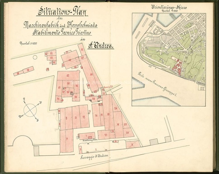 Stabilimento tecnico triestino in S. Andrea (acquarello), Trieste, 1910