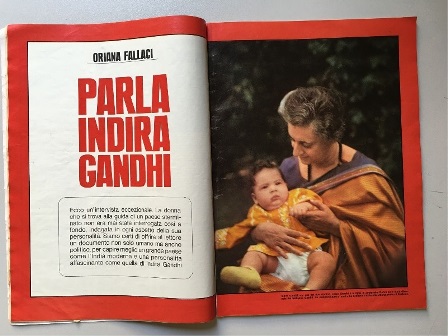 La prima pagina di un'intervista di Oriana Fallaci a Indira Gandhi