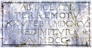 Lapide commemorativa del terremoto del 1695 a Bassano del Grappa (by Lapicidata)