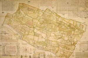 Mappa del territorio di Pinerolo al tempo del sisma del 1753 (ASTo)