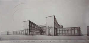 MAXXI Museo nazionale delle arti del XXI secolo, Roma, Collezione MAXXI Architettura, Fondo Del Debbio Enrico, Edificio dell'Accademia di Educazione Fisica e Stadio dei marmi, veduta su viale Angelico, Fotografia Fabbri n. F39066R. del debbio veduta viale angelico